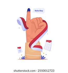 Símbolo del dedo meñique con tinta para la Ilustración vectorial de celebración del día del voto en Indonesia