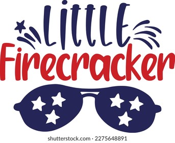 Little firecracker 4th of July typography Designs for Clothing and Accessories