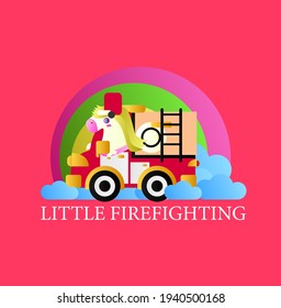 little firefighting with little horse illustration, vector design