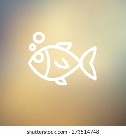 Little fish icon thin line for web and mobile, modern minimalistic flat design. Vector white icon on gradient mesh background.