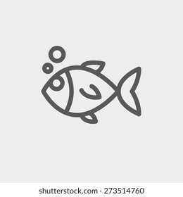 Little fish icon thin line for web and mobile, modern minimalistic flat design. Vector dark grey icon on light grey background.