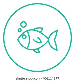 Little Fish Under Water Line Icon.