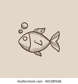 Little fish under water sketch icon.