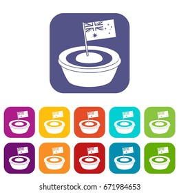 Little flag icons set vector illustration in flat style In colors red, blue, green and other