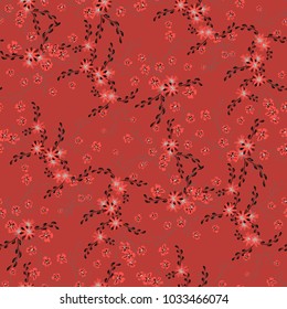 Little Floral Seamless Pattern with Cute Daisy Flowers and Pansies. Pretty Texture in Country Style for Cloth, Textile, Wallpaper. Vector Spring Rapport.