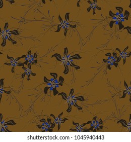 Little Floral Seamless Pattern with Cute Daisy Flowers and Pansies. Pretty Texture in Liberty Style for Fabric, Print, Textile. Vector Spring Rapport.