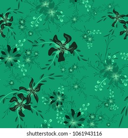 Little Floral Seamless Pattern with Cute Daisy Flowers and Pansies. Feminine Texture in Country Style for Linen, Textile, Wallpaper. Vector Spring Rapport.
