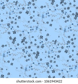 Little Floral Seamless Pattern with Cute Daisy Flowers and Pansies. Delicate Texture in Country Style for Cloth, Textile, Wallpaper. Vector Spring Rapport.