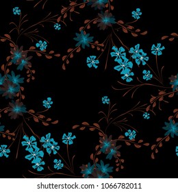 Little Floral Seamless Pattern with Cute Daisy Flowers and Pansies. Pretty Texture in Rustic Style for Curtains, Print, Textile. Vector Spring Rapport.