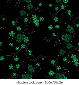 Little Floral Seamless Pattern with Cute Daisy Flowers and Pansies. Pretty Texture in Liberty Style for Linen, Textile, Chintz. Vector Spring Rapport.