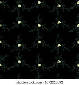 Little Floral Seamless Pattern with Cute Daisy Flowers. Feminine Rapport for Linen, Textile, Fabric in Trendy Country Style. Colorful Seamless Pattern with Tiny Flowers. Vector Background.
