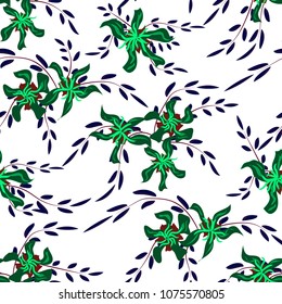 Little Floral Seamless Pattern with Cute Daisy Flowers and Pansies. Pretty Texture in Rustic Style for Fabric, Print, Textile. Vector Spring Rapport.