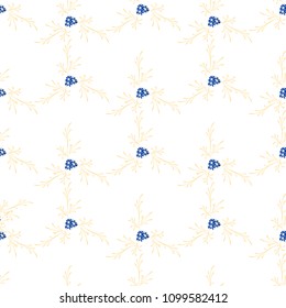 Little Floral Seamless Pattern with Cute Daisy Flowers. Feminine Rapport for Linen, Textile, Fabric in Trendy Country Style. Colorful Seamless Pattern with Tiny Flowers. Vector Background.