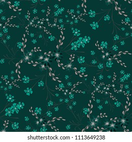 Little Floral Seamless Pattern with Cute Daisy Flowers and Pansies. Trendy Texture in Liberty Style for Fabric, Print, Textile. Vector Spring Rapport.