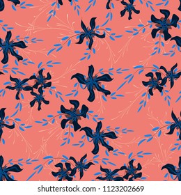 Little Floral Seamless Pattern with Cute Daisy Flowers and Pansies. Trendy Texture in Liberty Style for Fabric, Print, Textile. Vector Spring Rapport.