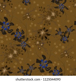Little Floral Seamless Pattern with Cute Daisy Flowers and Pansies. Pretty Texture in Liberty Style for Fabric, Calico, Chintz. Vector Spring Rapport.