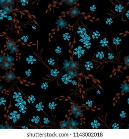 Little Floral Seamless Pattern with Cute Daisy Flowers and Pansies. Feminine Texture in Country Style for Linen, Textile, Wallpaper. Vector Spring Rapport.