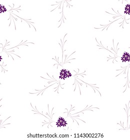 Little Floral Seamless Pattern with Cute Daisy Flowers. Feminine Rapport for Textile, Fabric, Wallpaper in Trendy Rustic Style. Colorful Seamless Pattern with Tiny Flowers. Vector Background.