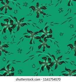 Little Floral Seamless Pattern with Cute Daisy Flowers and Pansies. Trendy Texture in Rustic Style for Linen, Calico, Chintz. Vector Spring Rapport.