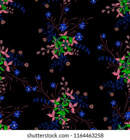 Little Floral Seamless Pattern with Cute Wildflowers. Girlie Natural Background in Country Style with Small Blossoms of Daisy Flowers. Vector Ditsy Pattern for Wallpaper, Linen. Floral Texture