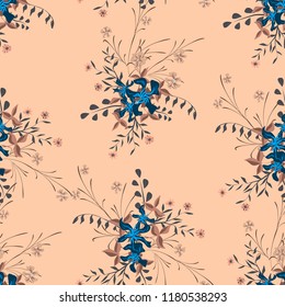 Little Floral Seamless Pattern with Cute Wildflowers. Girlie Natural Background in Liberty Style with Small Blossoms of Daisy Flowers. Vector Ditsy Pattern for Textile, Chintz. Floral Texture