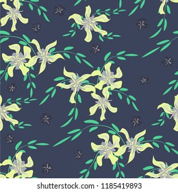 Little Floral Seamless Pattern with Cute Daisy Flowers and Pansies. Girlie Texture in Rustic Style for Fabric, Print, Textile. Vector Spring Rapport.