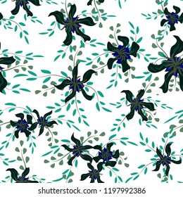 Little Floral Seamless Pattern with Cute Daisy Flowers and Pansies. Girlie Texture in Country Style for Curtains, Calico, Paper. Vector Spring Rapport.