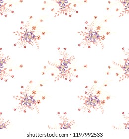 Little Floral Seamless Pattern with Cute Wildflowers. Girlie Natural Background in Country Style with Small Blossoms of Daisy Flowers. Vector Ditsy Pattern for Paper, Textile. Floral Texture