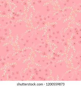 Little Floral Seamless Pattern with Cute Daisy Flowers and Pansies. Feminine Texture in Liberty Style for Linen, Textile, Chintz. Vector Spring Rapport.