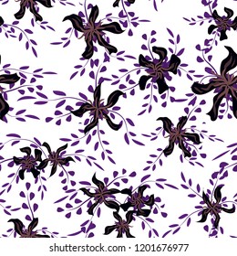 Little Floral Seamless Pattern with Cute Daisy Flowers and Pansies. Trendy Texture in Rustic Style for Curtains, Calico, Paper. Vector Spring Rapport.
