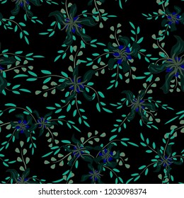 Little Floral Seamless Pattern with Cute Daisy Flowers and Pansies. Delicate Texture in Liberty Style for Fabric, Calico, Paper. Vector Spring Rapport.