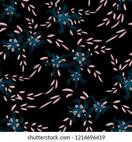 Little Floral Seamless Pattern with Cute Daisy Flowers and Pansies. Trendy Texture in Country Style for Curtains, Print, Textile. Vector Spring Rapport.