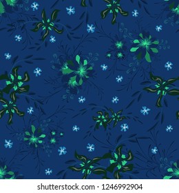 Little Floral Seamless Pattern with Cute Daisy Flowers and Pansies. Delicate Texture in Country Style for Fabric, Calico, Chintz. Vector Spring Rapport.