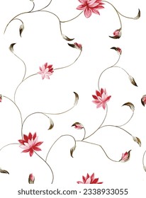 Little Floral Seamless Pattern with Cute Daisy Flowers and Pansies. Trendy Texture in Rustic Style for Cloth, Textile, tile design, wall design, Wallpaper. Vector Spring Rapport.