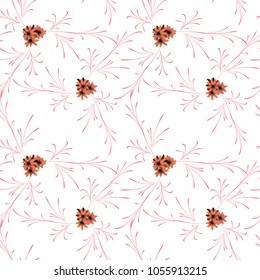 Little Floral Seamless Pattern with Delicate Daisy Flowers. Feminine Rapport for Linen, Textile, Wallpaper in Trendy Country Style. Colorful Seamless Pattern with Tiny Flowers. Vector Background.