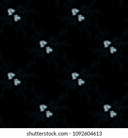 Little Floral Seamless Pattern with Delicate Daisy Flowers. Feminine Rapport for Linen, Fabric, Wallpaper in Trendy Liberty Style. Colorful Seamless Pattern with Tiny Flowers. Vector Background.