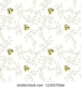 Little Floral Seamless Pattern with Delicate Daisy Flowers. Feminine Rapport for Linen, Fabric, Wallpaper in Trendy Country Style. Colorful Seamless Pattern with Tiny Flowers. Vector Background.
