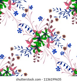 Little Floral Seamless Pattern with Gentle Wildflowers. Girlie Natural Background in Country Style with Small Blossoms of Daisy Flowers. Vector Ditsy Pattern for Wallpaper, Linen. Floral Texture