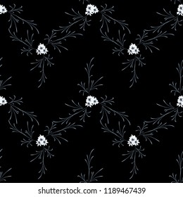 Little Floral Seamless Pattern with Gentle Daisy Flowers. Feminine Rapport for Textile, Fabric, Wallpaper in Trendy Liberty Style. Colorful Seamless Pattern with Tiny Flowers. Vector Background.