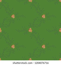 Little Floral Seamless Pattern with Gentle Daisy Flowers. Feminine Rapport for Linen, Fabric, Wallpaper in Trendy Country Style. Colorful Seamless Pattern with Tiny Flowers. Vector Background.