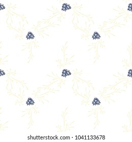 Little Floral Seamless Pattern with Pretty Daisy Flowers. Feminine Rapport for Linen, Textile, Fabric in Trendy Rustic Style. Colorful Seamless Pattern with Tiny Flowers. Vector Background.