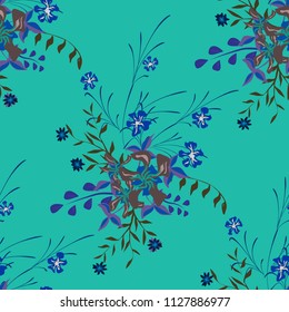 Little Floral Seamless Pattern with Pretty Wildflowers. Girlie Natural Background in Country Style with Small Blossoms of Daisy Flowers. Vector Ditsy Pattern for Textile, Chintz. Floral Texture