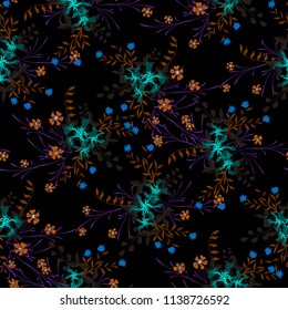 Little Floral Seamless Pattern with Pretty Wildflowers. Girlie Natural Background in Country Style with Small Blossoms of Daisy Flowers. Vector Ditsy Pattern for Fabric, Print. Floral Texture