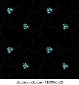 Little Floral Seamless Pattern with Pretty Daisy Flowers. Feminine Rapport for Linen, Fabric, Wallpaper in Trendy Rustic Style. Colorful Seamless Pattern with Tiny Flowers. Vector Background.