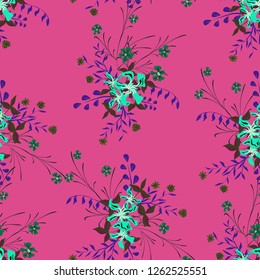 Little Floral Seamless Pattern with Pretty Wildflowers. Girlie Natural Background in Liberty Style with Small Blossoms of Daisy Flowers. Vector Ditsy Pattern for Wallpaper, Linen. Floral Texture