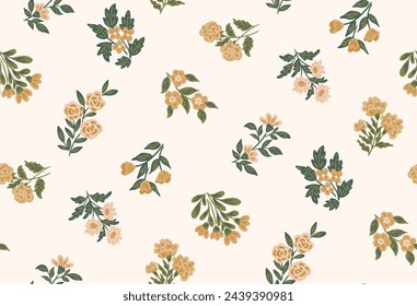 Little flower plants capturing the spirit of Easter and the blossoming beauty of spring time with brown,green,cream. Great for homedecor,fabric,wallpaper,giftwrap,stationery,packaging design projects.