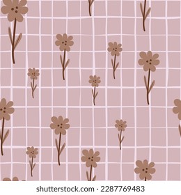 Little flower seamless pattern in naive art style. Decorative floral ornament wallpaper. Simple design for fabric, textile print, wrapping, cover. Vector illustration