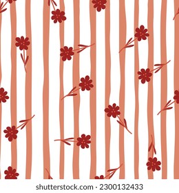Little flower seamless pattern in naive art style. Decorative floral ornament wallpaper. Simple design for fabric, textile print, wrapping, cover. Vector illustration