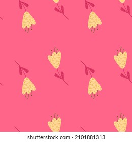 little flower seamless pattern. Vintage nature graphic. Repeated texture in doodle style for fabric, wrapping paper, wallpaper, tissue. Vector illustration.