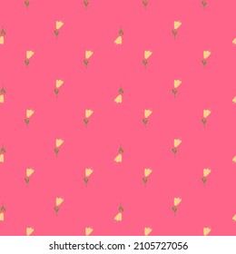 little flower seamless pattern. Vintage nature graphic. Repeated texture in doodle style for fabric, wrapping paper, wallpaper, tissue. Vector illustration.